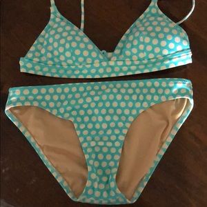 J. Crew XS Blue Polka Dot Bikini Adjustable